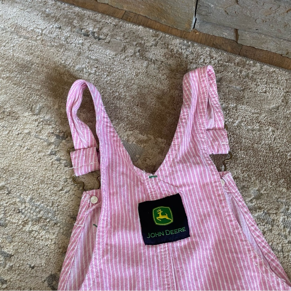 John Deere Classic Pink Railroad Striped Overalls Pinstriped 100% Cotton: 6X - Picture 7 of 8